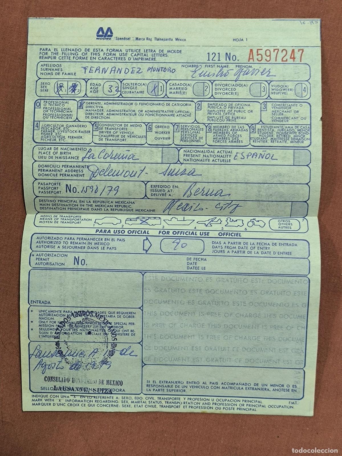 Documenti antichi: Documento Mexicano Visado Antiguo Documento Antiguo Coleccionismo de Papel