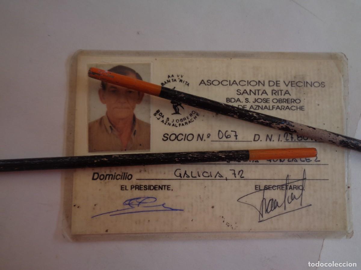 Documentos antiguos: ASOCIACION DE VECINOS SANTA RITA : CARNET DE SOCIO. SAN JUAN DE AZNALFARACHE ( SEVILLA )