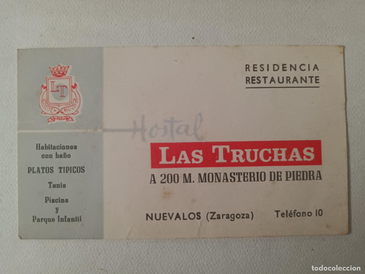 Documentos antiguos: TARJETA COMERCIAL DE VISITA HOSTAL LAS TRUCHAS. NUEVALOS (ZARAGOZA)