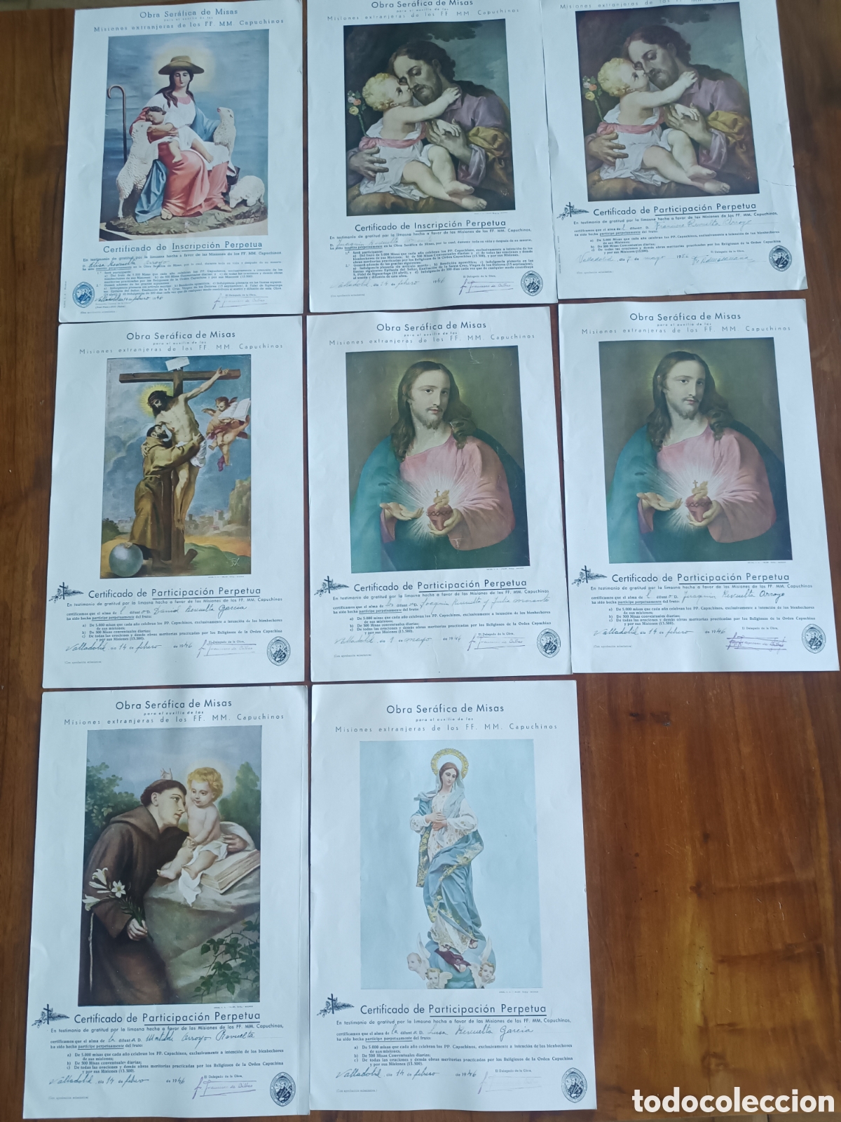 Alte Dokumente: Certificado de Participaci&oacute;n Perpetua. Obra ser&aacute;fica de Misas