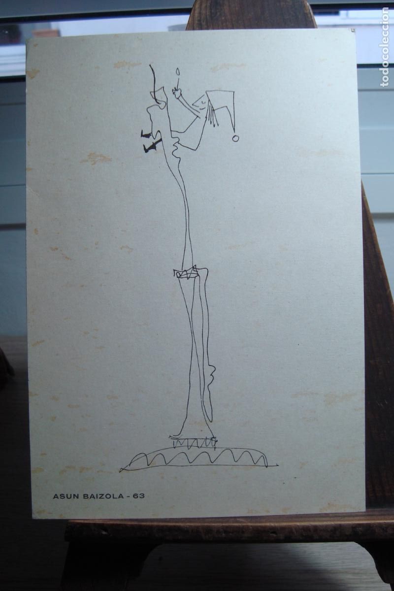 Documentos antiguos: ANTIGUA TARJETA CONCHA FERNANDEZ-LUNA ESCRITORA BIBLIOTECARIA- DIBUJO AZUN BALZOLA 1963
