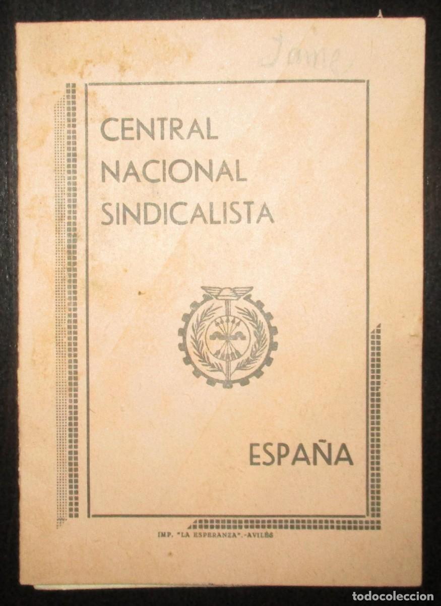 Alte Dokumente: CARNET DE LA CENTRAL NACIONAL SINDICALISTA DE OVIEDO. 1938. SINDICATO DE CONSTRUCCI&Oacute;N Y VIVIENDA.