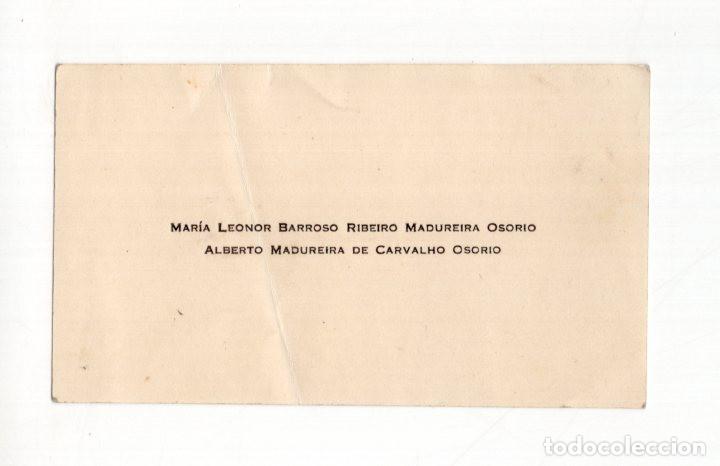 Documentos antiguos: TARJETA MATRIMONIAL . ALBERTO MADUREIRA DE CARVALHO OSORIO. DOCUMENTO HIST&Oacute;RICO.