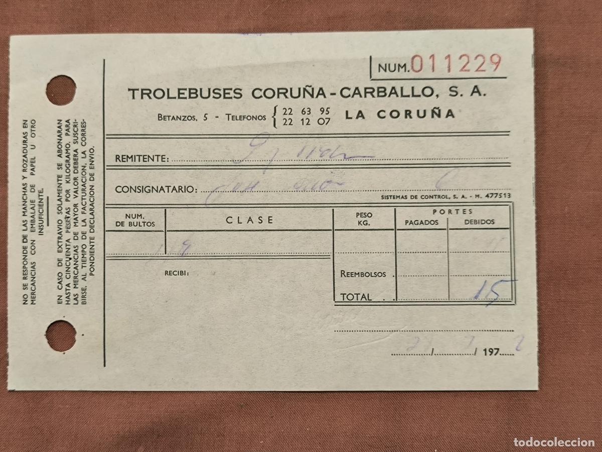 Documents Anciens: Documento Antiguo Antiguo Billete Trolebuses Coruna-Carballo Coleccionismo
