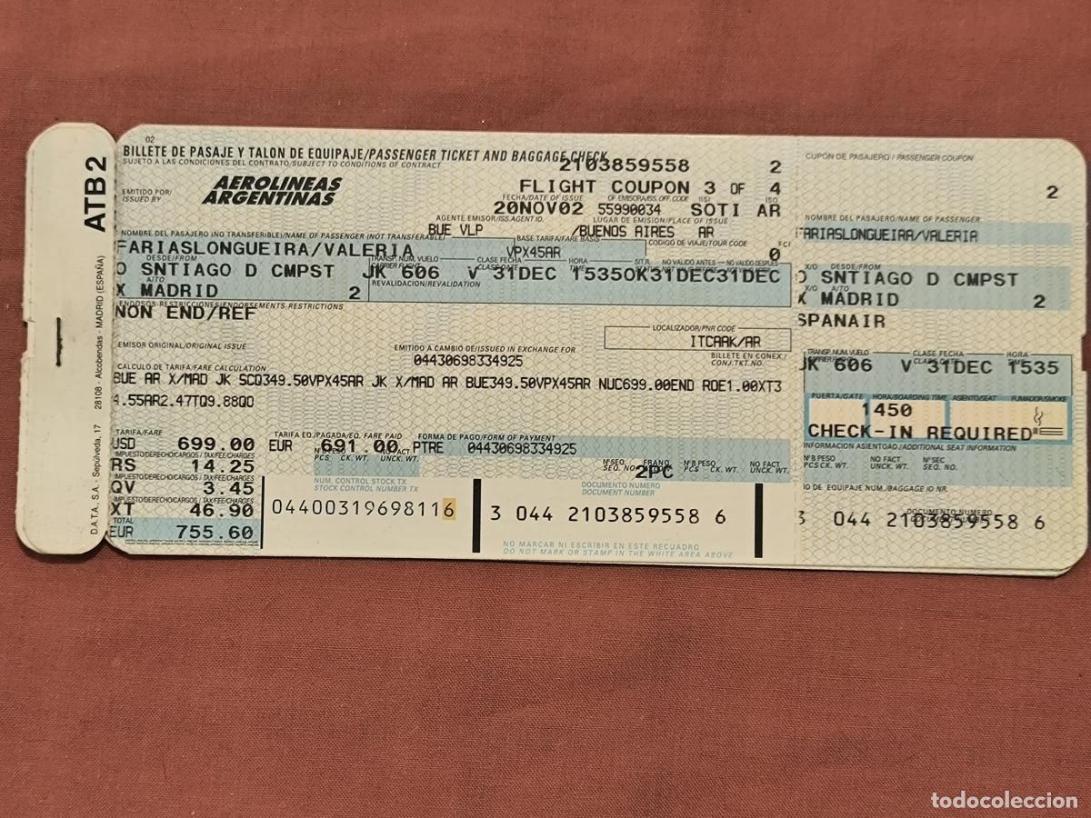 Documenti antichi: Documento Antiguo Antiguo Billete de Avi&oacute;n Coleccionismo