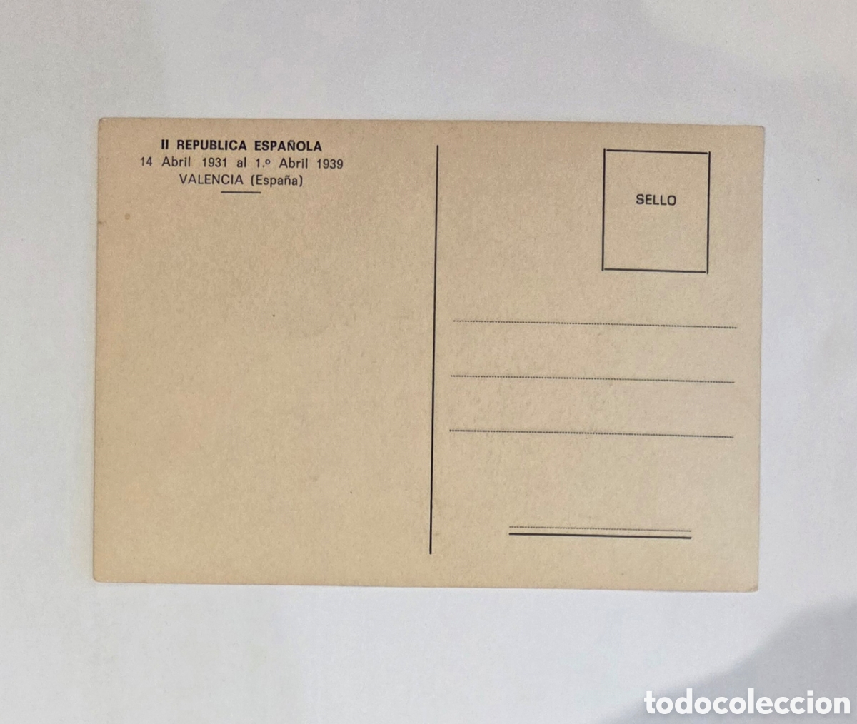 Documentos antiguos: Tarjeta postal alegor&iacute;a de la II Rep&uacute;blica. - Foto 2