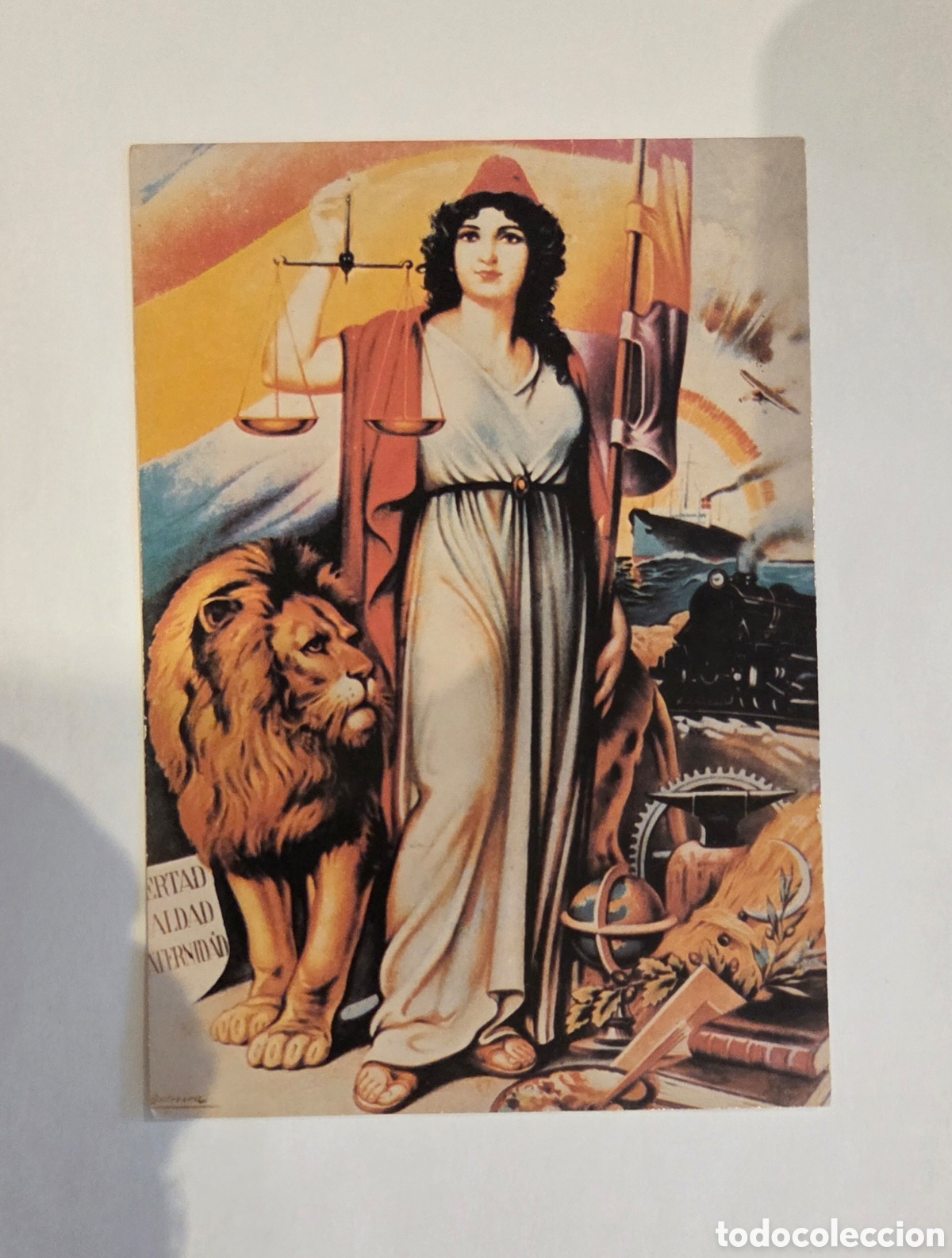 Documentos antiguos: Tarjeta postal alegor&iacute;a de la II Rep&uacute;blica.