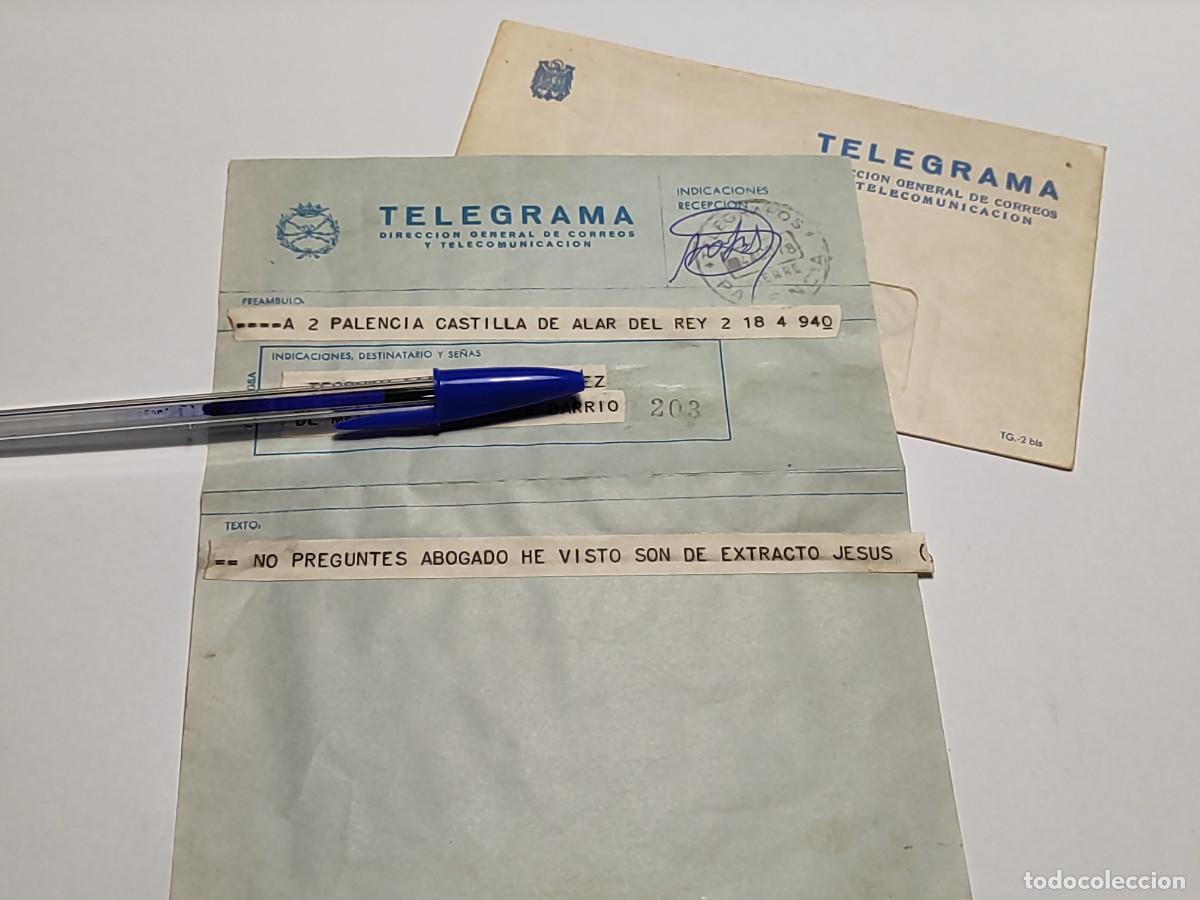 Old Documents: TELEGRAMA Palencia Castilla de Alar del Rey. Tel&eacute;grafos a&ntilde;o 1977. Tema abogado