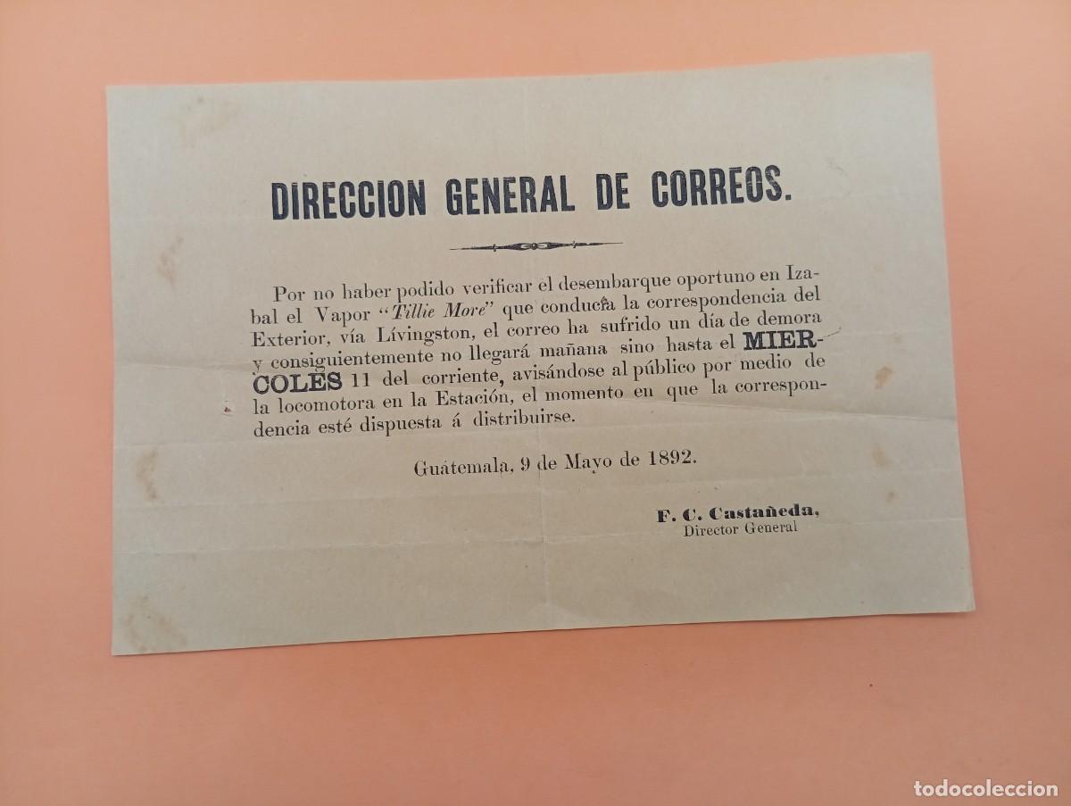 Documentos antiguos: GUATEMALA. 1892. VAPOR &uml;TILLIE MORE &uml;. RETRASO. VER FOTO.