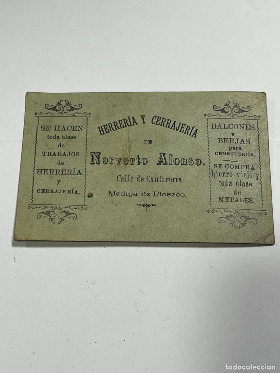 Documentos antiguos: TARJETA PUBLICITARIA. MEDINA DE RIOSECO. HERRARIA Y CERRAJER&Iacute;A DE NORVERTO ALONSO.
