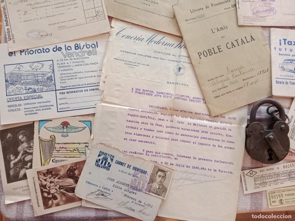 Documentos antiguos: Lote variado documentos y objetos antiguos - Foto 3