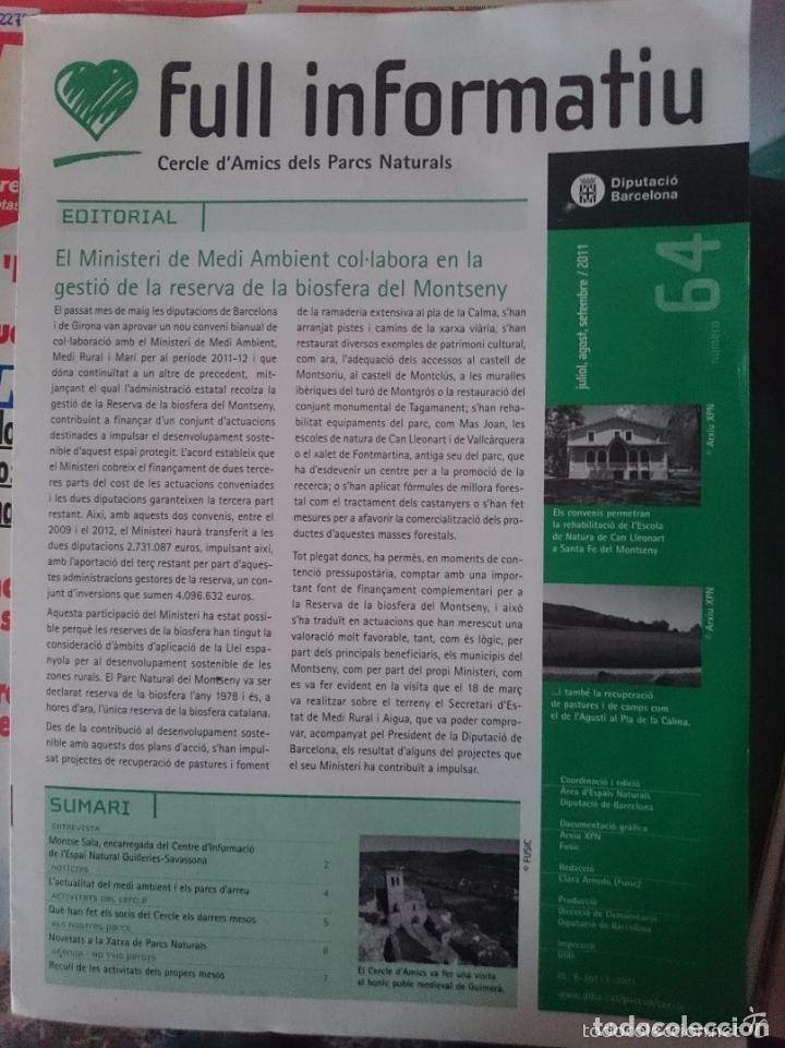 Documentos antiguos: full informatiu cercle d&acute;amics dels parcs naturals n 64-juliol agost setembre 2011-diputacio barcelo