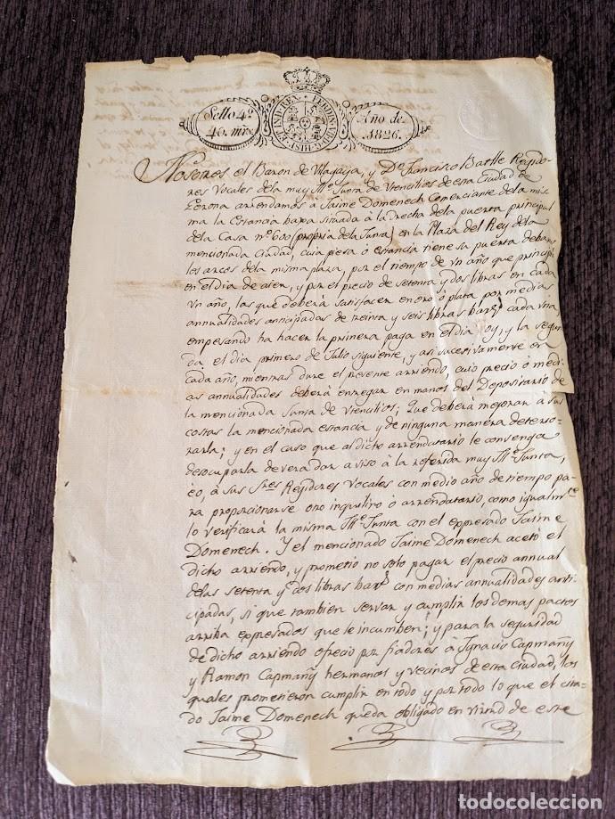 Documents Anciens: Documento del Baron de Vilagay&aacute;, firmado 1826 Gerona
