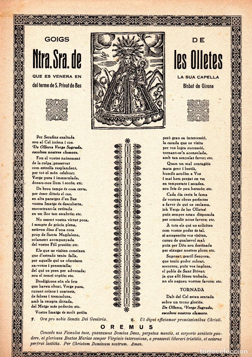 Documentos antiguos: [1955]. Goigs Ntra. Sra. de les Olletes. Que es venera en la Sua Capella.