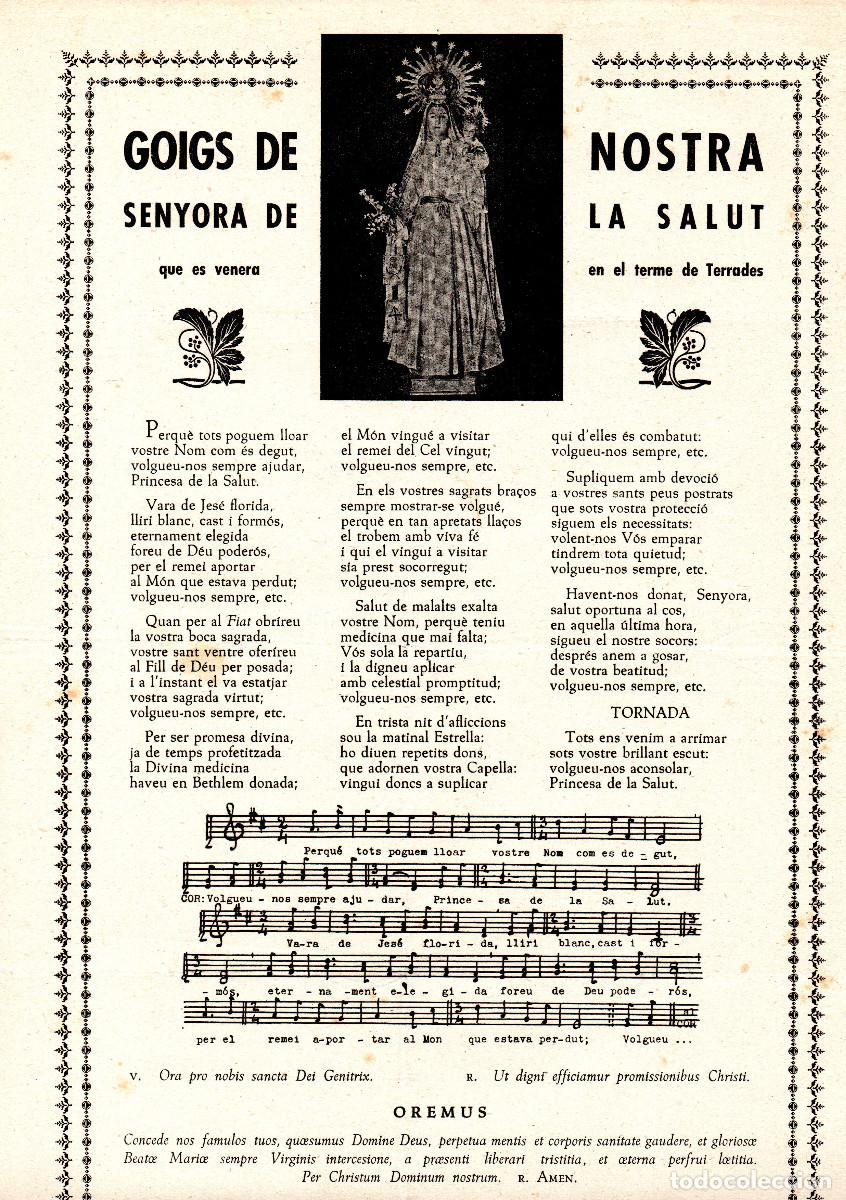 Documentos antiguos: Goigs de Nostra Senyora de la Salut. Que es venera en el terme de Terrades.