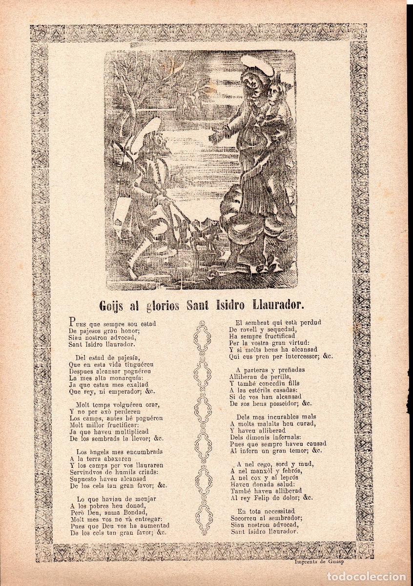 Documentos antiguos: Goijs al glorios Sant Isidro Llaurador. - Foto 1