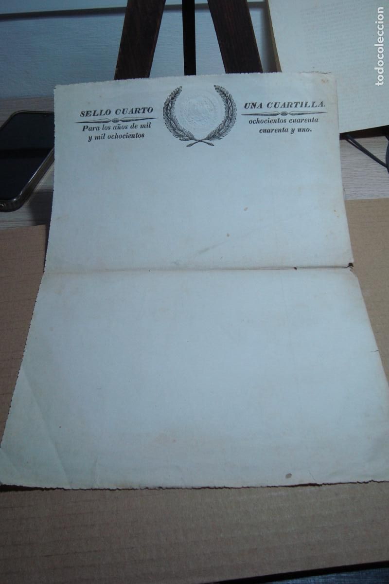 Documentos antiguos: ANTIGUO PLIEGO CUARTILLA PAPEL TIMBRADO TIMBRE SELLO CUARTO MEXICO 1841