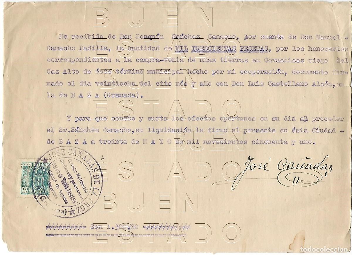 Documentos antiguos: COVACHICAS CAZ ALTO BAZA GRANADA 1951 JOSE CA&Ntilde;ADAS JOAQUIN SANCHEZ CAMACHO B01