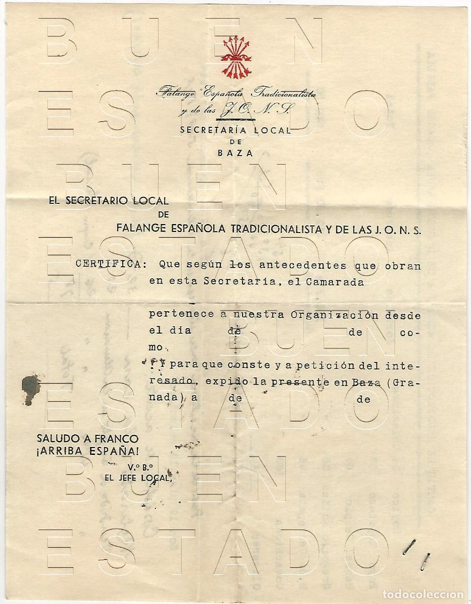 Documentos antiguos: BAZA GRANADA FALANGE ESPA&Ntilde;OLA JOSE MANUEL CAMACHO PADILLA B01