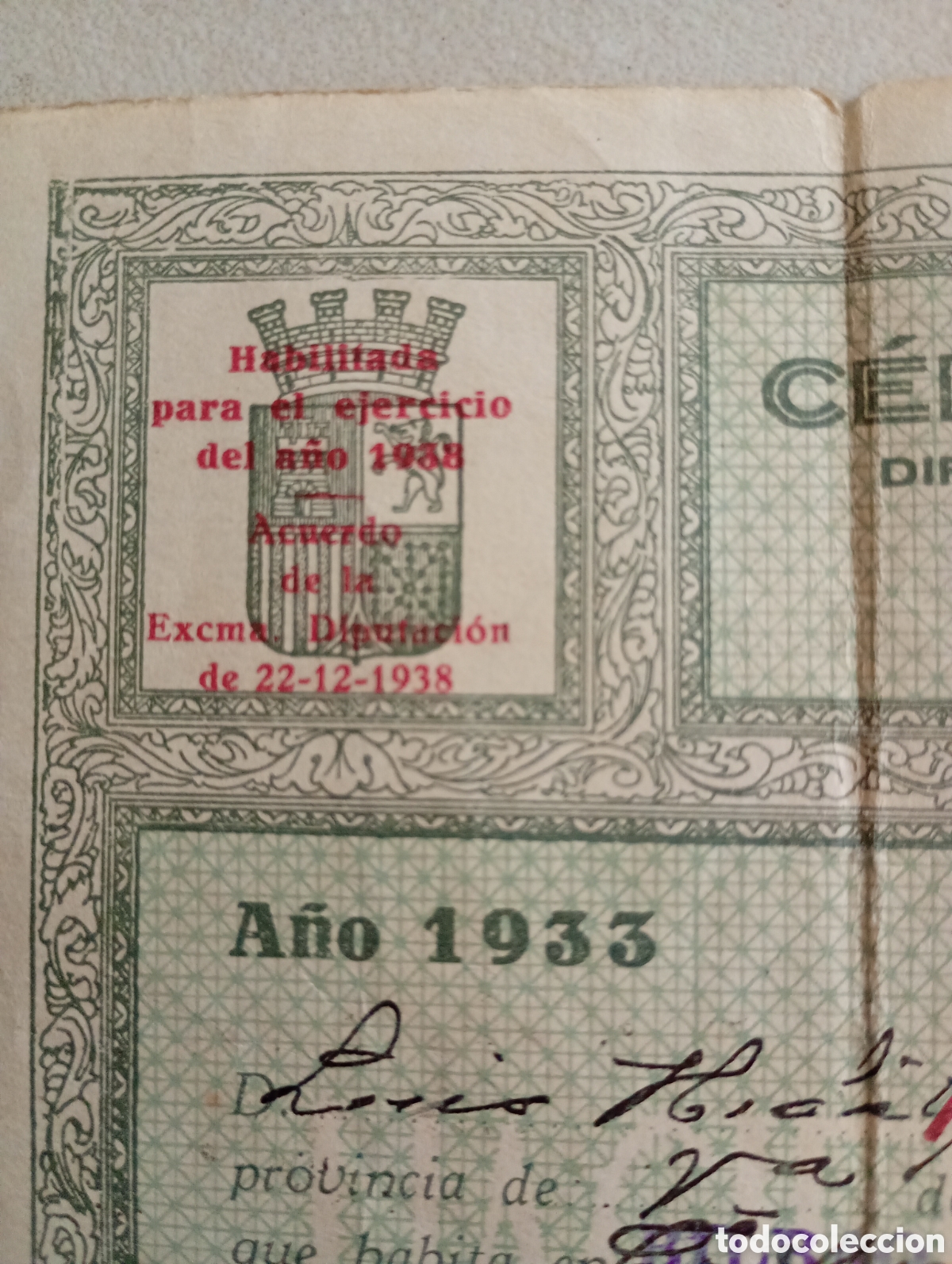 Documentos antiguos: C&eacute;dula personal Bilbao 1938 - Foto 2