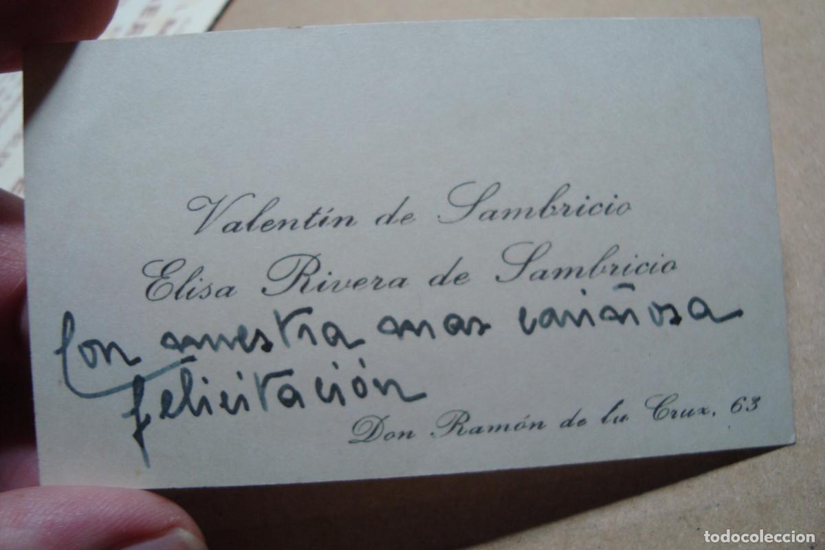 Documentos antiguos: ANTIGUA TARJETA PERSONAL VALENTIN DE SAMBRICIO - ELISA RIVERA SAMBRICIO.