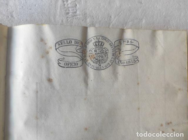 Documentos antiguos: LIBRO DE REGISTROS 1845 con cu&ntilde;o en todas las hojas de SELLO DE OFICIO ISABEL II REYNA DE LAS