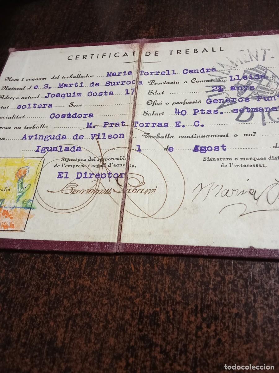 Documentos antiguos: Certificat de treball.1937. - Foto 2