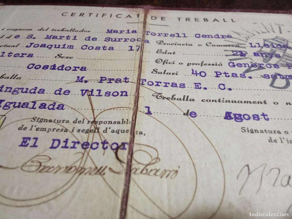 Documentos antiguos: Certificat de treball.1937. - Foto 3