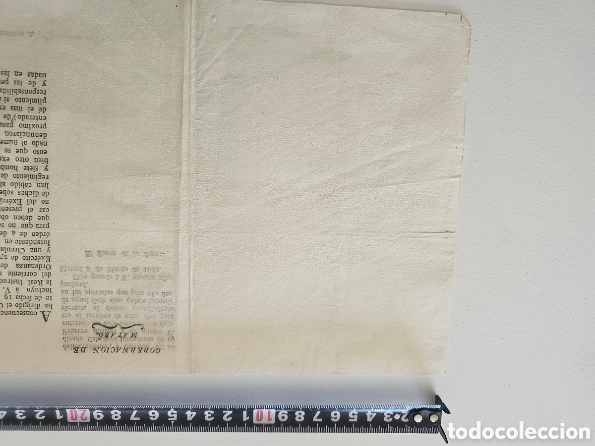 Documentos antiguos: Documento Hist&oacute;rico Oficial / Oficio Impreso: Gobernaci&oacute;n de Matar&oacute; (1819)