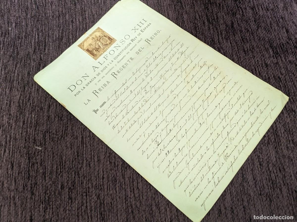 Documentos antiguos: Titulo de Secretario Judicial a Don Joaquin Pujadas y Turull 1888