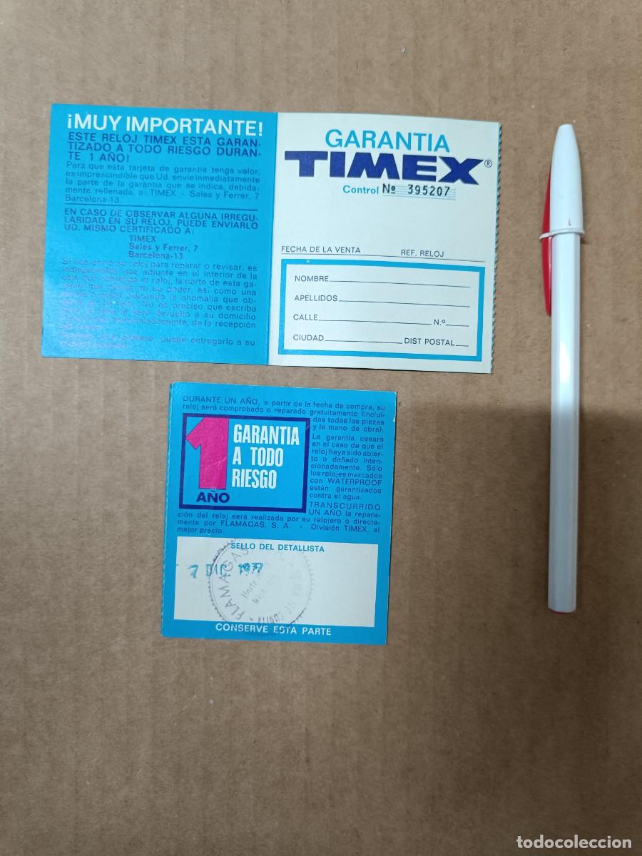 Documentos antiguos: ANTIGUAS 2 GARANTIAS DE RELOJ TIMEX , 1977 1978 -S2