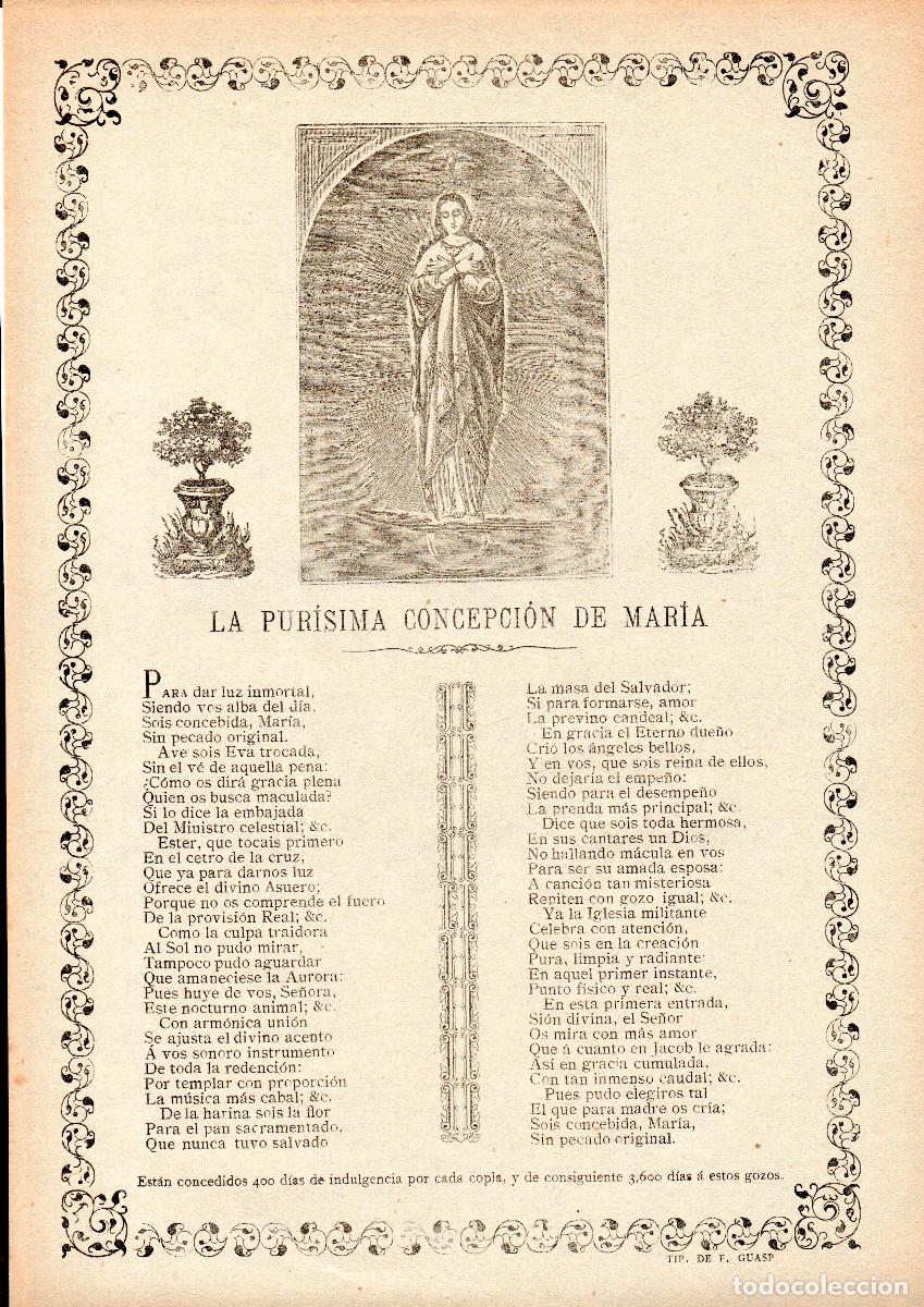 Documentos antiguos: La Pur&iacute;sima Concepci&oacute;n de Mar&iacute;a.