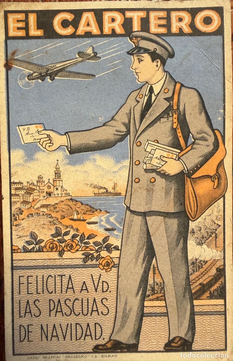 Documentos antiguos: EL CARTERO FELICITA A VD. LAS PASCUAS DE NAVIDAD. FELICITACI&Oacute;N DE CORREOS.