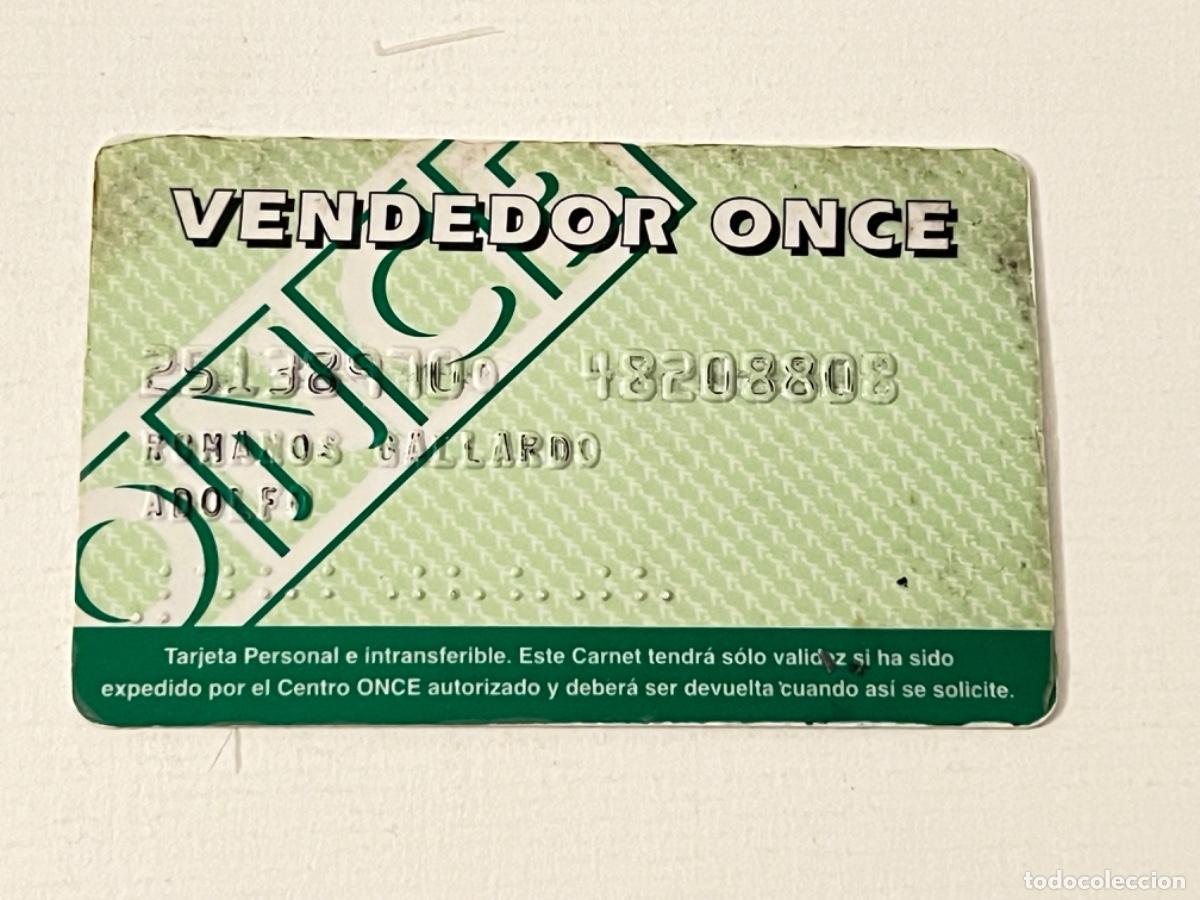 Documentos antiguos: Tarjeta Carnet vendedor ONCE para colecci&oacute;n