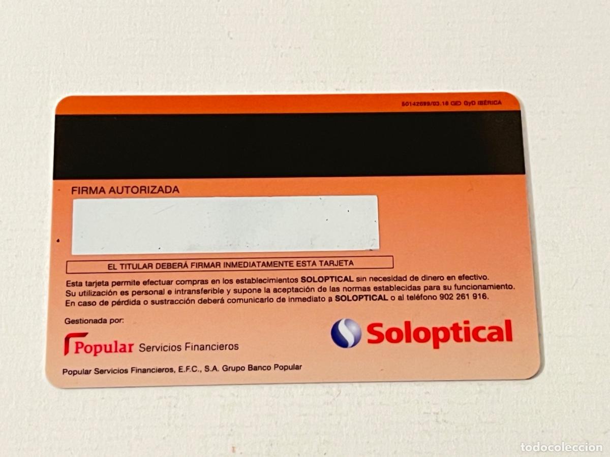 Documentos antiguos: Tarjeta Carnet SOLOPTICAL para colecci&oacute;n - Foto 2