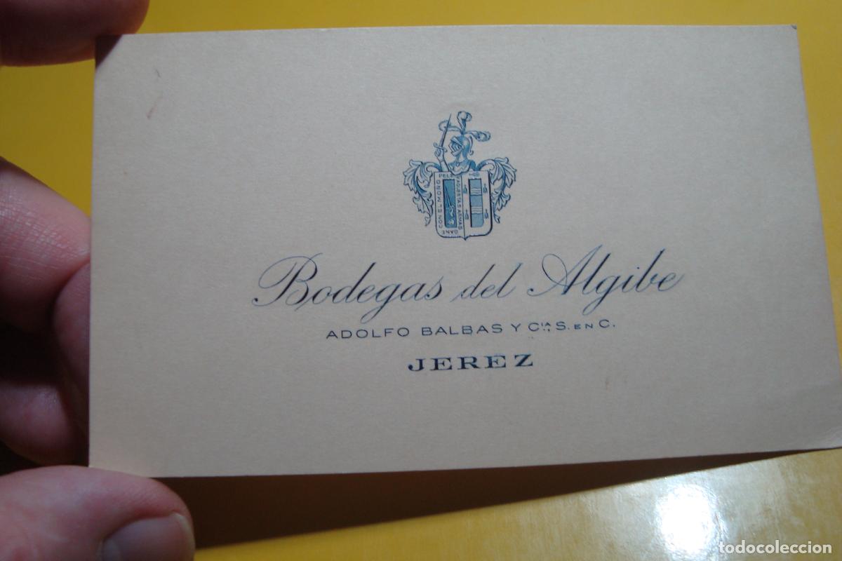 Documentos antiguos: ANTIGUA TARJETA COMERCIAL. BODEGAS DEL ALGIBE. ADOLFO BALBAS Y CIA. JEREZ FRONTERA