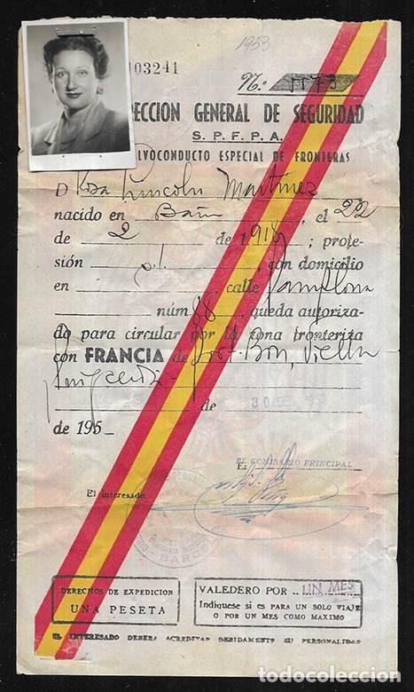 Documentos antiguos: Salvoconducto Especial de Fronteras. 1953 N&ordm; 5573