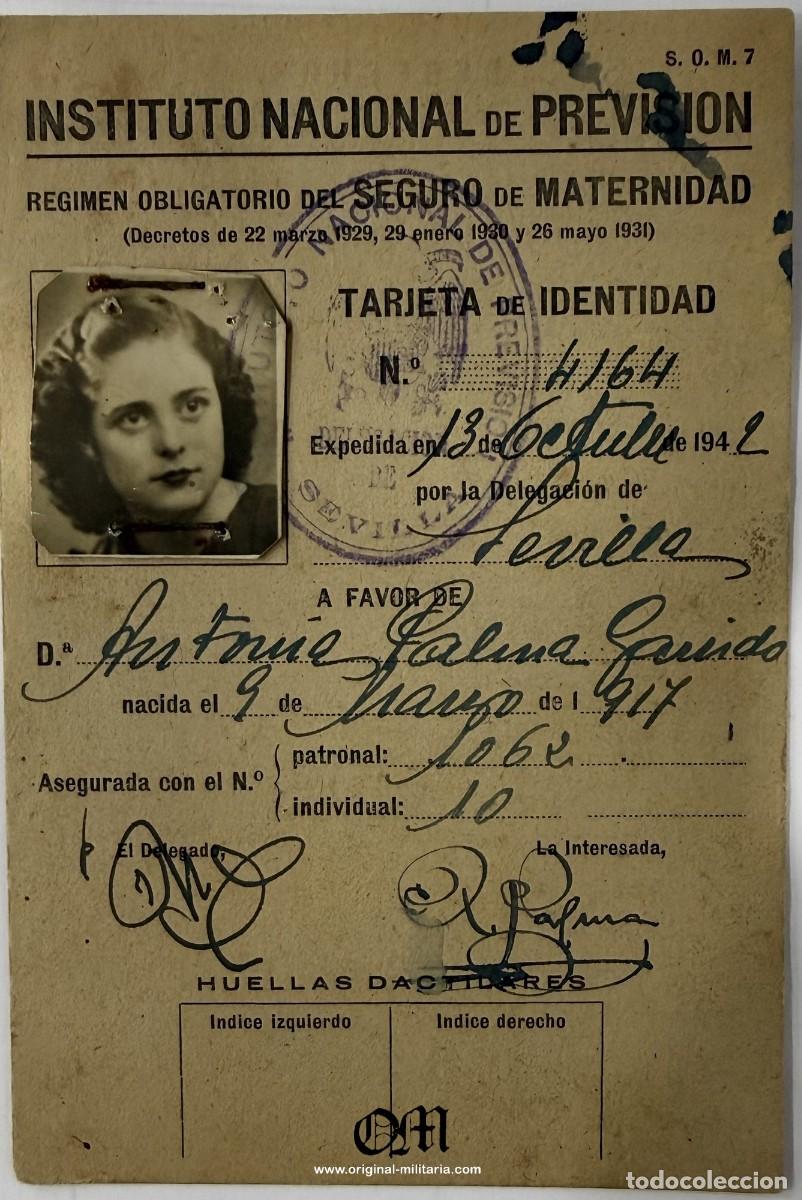 Documentos antiguos: Tarjeta de Identidad del Instituto Nacional de Previsi&oacute;n 1942