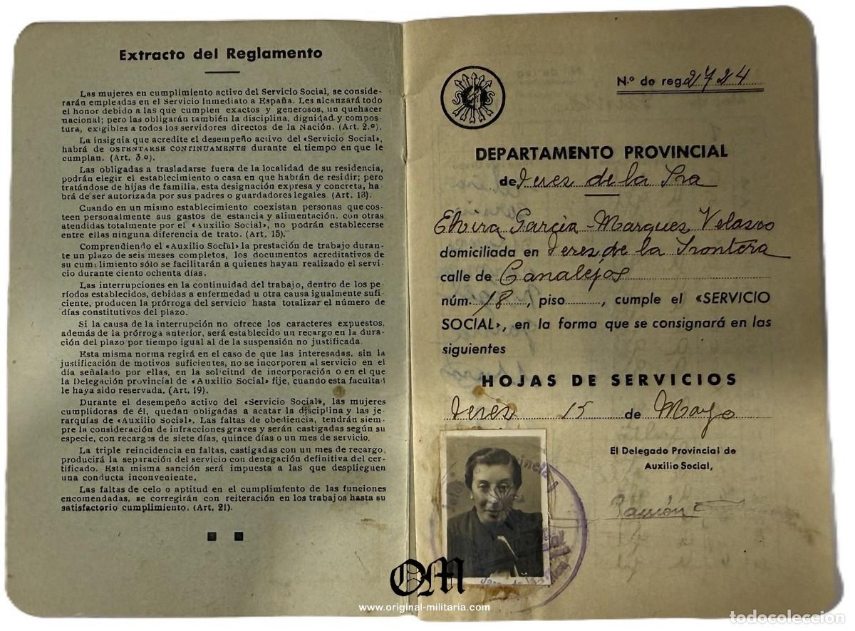 Documentos antiguos: CARTILLA DE SERVICIO SOCIAL. AJUSTE DE LOS TRABAJOS. 1939-1940