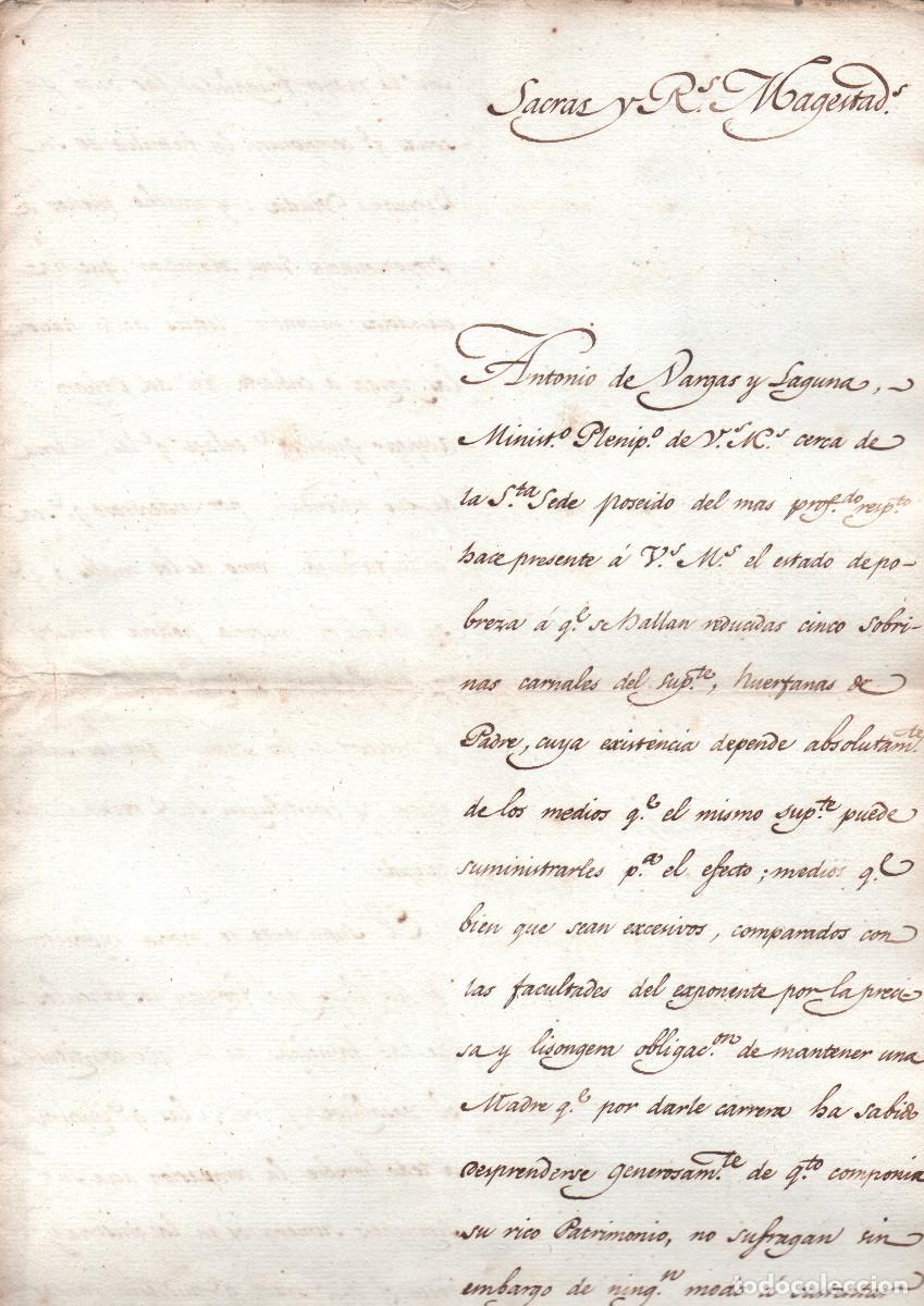 Documentos antiguos: 1803, 1 de octubre. Roma a su majestad el rey. Documento presentado por Antonio de Vargas y Lacuna