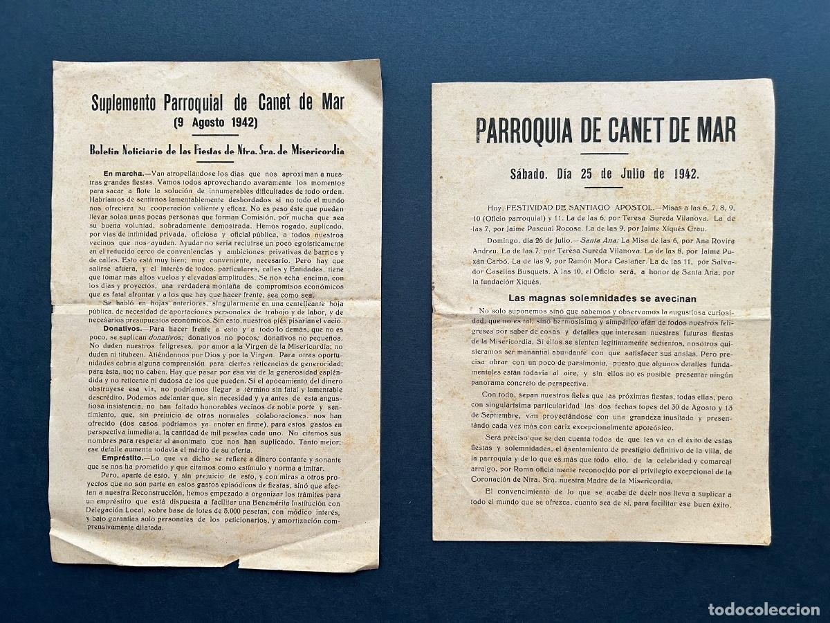 Documentos antiguos: Documentos Canet de Mar &ndash; Parroquia a&ntilde;o 1942 - Foto 1