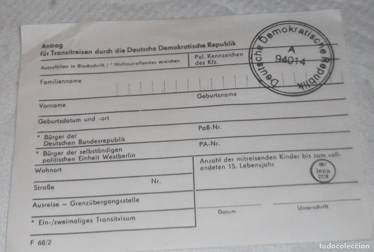 Documentos antiguos: pase de Berlin a la RDA a&ntilde;os 70