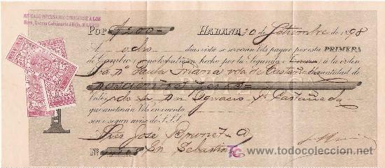Documentos bancarios: Letra de cambio- Cuba 1898 - Foto 1