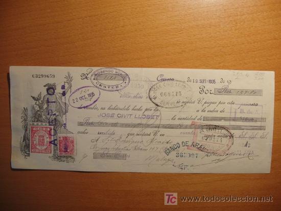 Documentos bancarios: Letra Jos&eacute; Civit Llobet M&aacute;laga 1925 - Foto 1