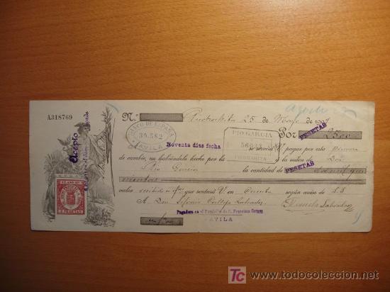 Documentos bancarios: Letra BAnco de Espa&ntilde;a Avila 1909 - Foto 1