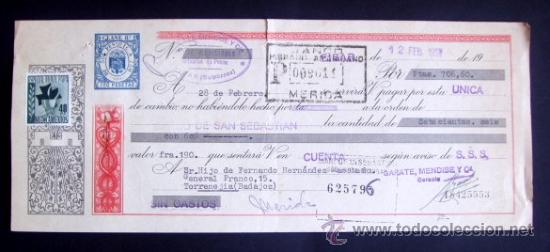 Documentos bancarios: LETRA DE EIBAR. POLIZA Y YUGO Y FLECHAS..1957. ENVIO GRATIS&iexcl;&iexcl;&iexcl; - Foto 1