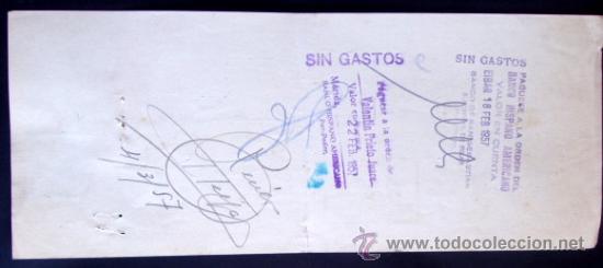 Documentos bancarios: LETRA DE EIBAR. POLIZA Y YUGO Y FLECHAS..1957. ENVIO GRATIS&iexcl;&iexcl;&iexcl; - Foto 2