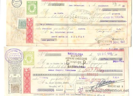 Documentos bancarios: 2 pagares  .. 1945 &ndash; 1957 - Foto 1