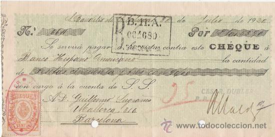 Documentos bancarios: BONITO CHEQUE DE 1920 - Foto 1