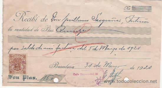 Documentos bancarios: RECIBO DE BARCELONA   DE 1920 - Foto 1